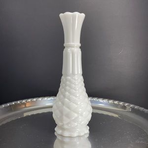 Milk Glass Pineapple Pattern Bud Vase